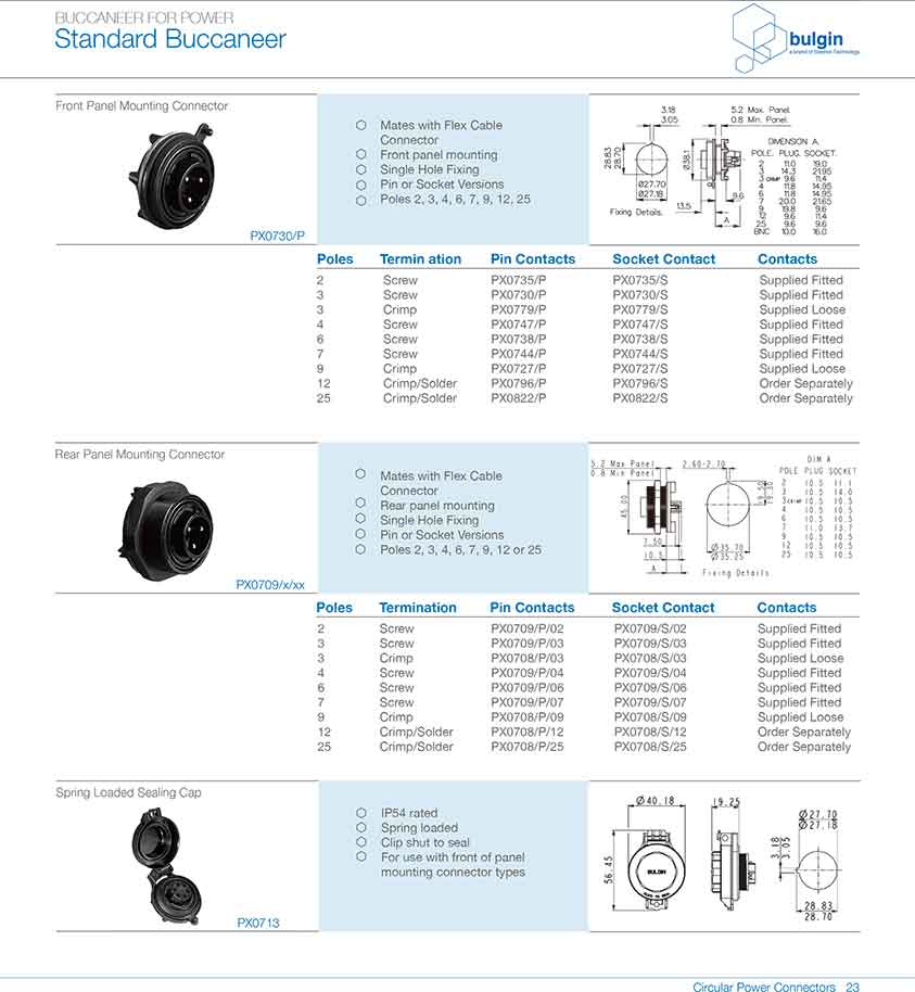 后面板安装连接器PX0707/P/12选型 后面板安装连接器PX0707/P/12选型