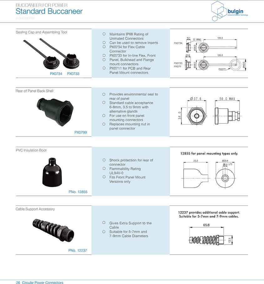 后面板安装连接器PX0707/P/12规格说明 后面板安装连接器PX0707/P/12规格说明
