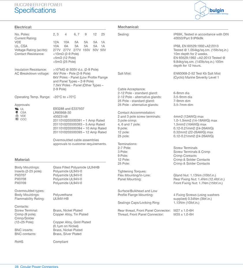 后面板安装连接器PX0707/P/12技术手册 后面板安装连接器PX0707/P/12技术手册