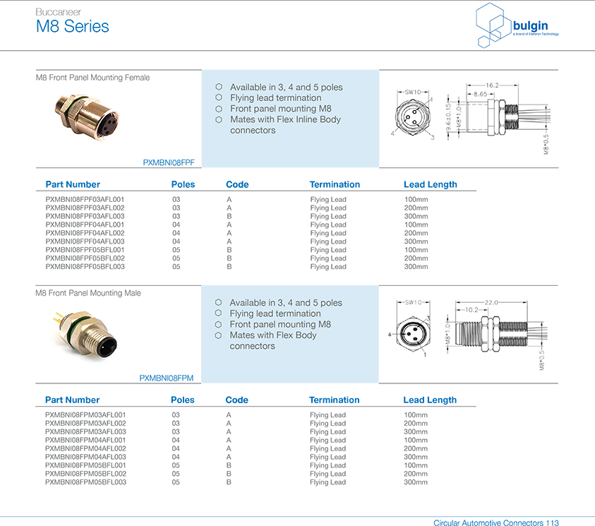 M8型 4芯母后锁连接器选型 M8型 4芯母后锁连接器选型