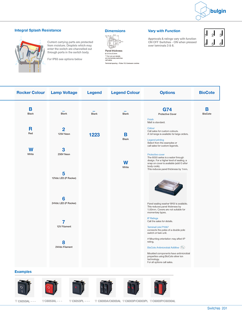 6050DP翘板开关系列功能表 6050DP翘板开关系列功能表
